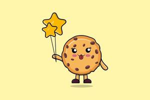 biscuits de dessin animé mignon flottant avec ballon étoile vecteur