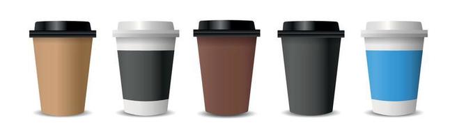 tasses réalistes pour le café et le thé sur fond blanc - vector