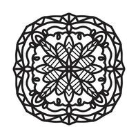 motif de mandala circulaire noir et blanc, décoré d'art de mandala cool bohème, de fleurs de henné, de rite mehndi et de symétrie monochrome. page de livre de coloriage mandal, thérapie anti-stress. vecteur