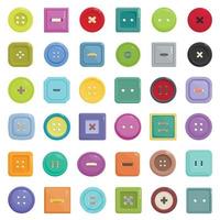 les icônes de boutons en tissu définissent un vecteur de dessin animé. cercle de la mode
