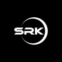 création de logo de lettre srk avec fond noir dans l'illustrateur. logo vectoriel, dessins de calligraphie pour logo, affiche, invitation, etc. vecteur