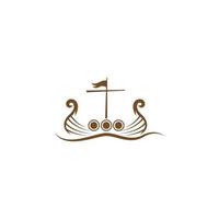 illustration de conception de logo icône bateau viking vecteur