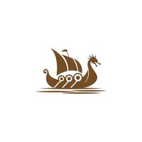 illustration de conception de logo icône bateau viking vecteur