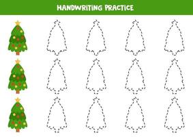 tracer des lignes pour les enfants avec un sapin de noël. pratique de l'écriture. vecteur