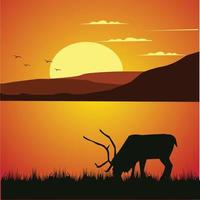 cerf sur l'illustration du paysage vecteur