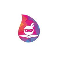 modèle de conception de logo de concept de forme de chute de livre ninja. livre, ninja, logo, vecteur, icône vecteur