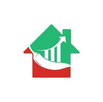 conception de logo de concept de forme de maison de chili finance. modèle de vecteur de conception de logo stats chili. icône de symbole de piment rouge