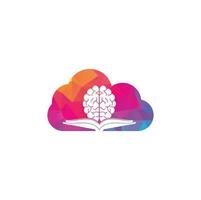 conception de logo de concept de forme de nuage de cerveau de livre. concept de logo de combinaison de livre et de cerveau vecteur