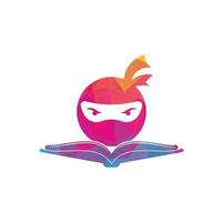 modèle de conception de logo de livre ninja. livre, ninja, logo, vecteur, icône vecteur