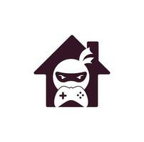 création de logo de concept de forme de maison de jeu ninja. ninja gaming logo images stock vectors. icône de conception de logo de manette de jeu ninja vecteur