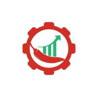 conception de logo de concept de forme d'engrenage de finance chili. modèle de vecteur de conception de logo stats chili. icône de symbole de piment rouge
