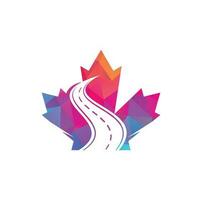 logo de la route de la feuille d'érable. vecteur d'emblème de feuille d'érable. logo signe canada