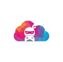 création de logo de concept de forme de nuage de jeu ninja. ninja gaming logo images stock vectors. icône de conception de logo de manette de jeu ninja vecteur