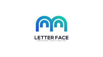 création de logo de modèle vectoriel lettre m visage