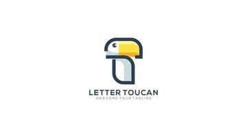 lettre unique t logo modèle de vecteur de conception de logo toucan