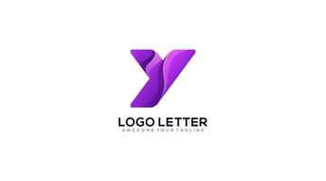 logo de lettre y papercut, modèle vectoriel de conception de logo minimal