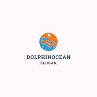 modèle de conception d'icône de logo d'océan de dauphin illustration vectorielle vecteur