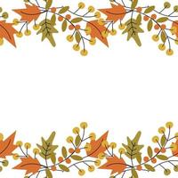 bordure de cadre haut et bas de plantes d'automne dans des teintes claires à la mode. espace de copie. modèle de lettrage vecteur