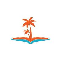modèle de conception de logo livre et palmier. livre avec modèle vectoriel de symbole de conception de logo de palmier.