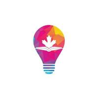 conception de logo de concept de forme d'ampoule d'éducation canadienne. conception du logo étude canada. création de logo de livre. livre d'érable vecteur