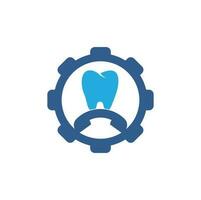 appelez le modèle de conception de logo de concept de forme d'engrenage dentaire. icône de conception de logo d'appel dentaire vecteur