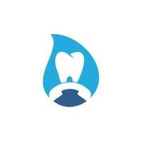 appelez le modèle de conception de logo de concept de forme de goutte dentaire. icône de conception de logo d'appel dentaire vecteur