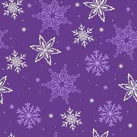 modèle sans couture avec des flocons de neige sur fond violet. graphiques vectoriels. vecteur