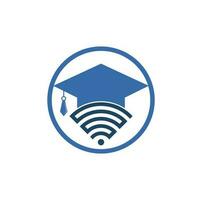 chapeau diplômé et création de logo vectoriel wifi. étudier le concept de logo en ligne.