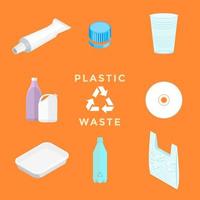 recycler le kit de gestion des déchets plastiques vecteur