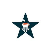 création de logo de concept de forme d'étoile wifi café. tasse à café avec logo icône vecteur wifi