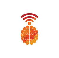 signe de conception de logo cerveau et wifi. éducation, technologie et expérience en affaires. icône du logo du cerveau wi-fi. vecteur