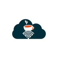 création de logo de concept de forme de nuage de café wifi. tasse à café avec logo icône vecteur wifi