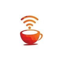 tasse à café avec logo icône vecteur wifi. modèle de conception de logo créatif pour café ou restaurant.