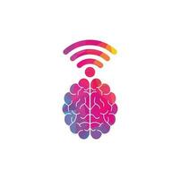 signe de conception de logo cerveau et wifi. éducation, technologie et expérience en affaires. icône du logo du cerveau wi-fi. vecteur