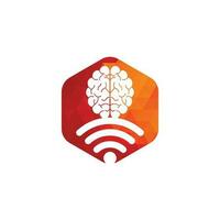 signe de conception de logo cerveau et wifi. éducation, technologie et expérience en affaires. icône du logo du cerveau wi-fi. vecteur