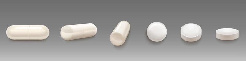 pilules et capsules médicales blanches vecteur