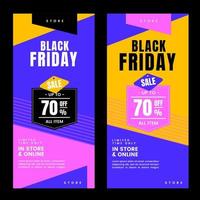 conception de bannière de vente du vendredi noir et couleur amusante de l'histoire des médias sociaux vecteur
