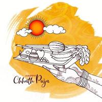 heureux chhath puja festival de culte traditionnel salutation fond vecteur