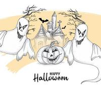 joyeux halloween fête festival design de fond fantôme effrayant vecteur
