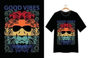 visage de lion bonnes vibrations pour la conception de t-shirt vecteur