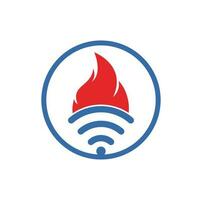 combinaison de logo feu et wifi. symbole ou icône de flamme et de signal. vecteur