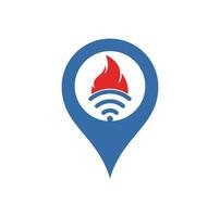 création de logo gps wifi feu. symbole ou icône de flamme et de signal. vecteur