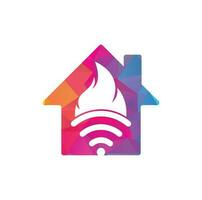 création de logo vectoriel feu wifi maison. symbole ou icône de flamme et de signal.