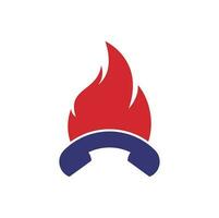 concept de conception de logo vectoriel d'appel à chaud. combiné et icône de feu.