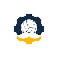 conception de logo vectoriel volley-ball fort. moustache et volley-ball engrenage vector icon design