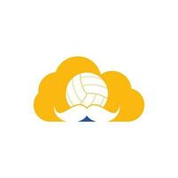 conception de logo vectoriel volley-ball fort. conception d'icône nuage moustache et volley-ball.