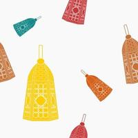 illustration vectorielle de lampes arabes modifiables dans un style plat monochrome avec différentes couleurs comme motif harmonieux pour créer un arrière-plan de thème occasionnel islamique tel que le ramadan et l'aïd ou la culture arabe vecteur