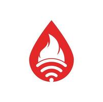 création de logo fire wifi drop. symbole ou icône de flamme et de signal. vecteur