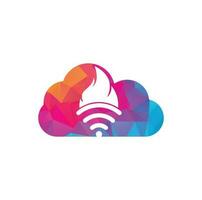 création de logo vectoriel cloud wifi feu. symbole ou icône de flamme et de signal.