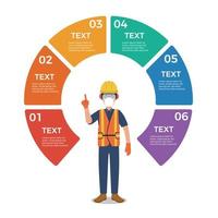 travailleur avec modèle d'infographie graphique circulaire vecteur